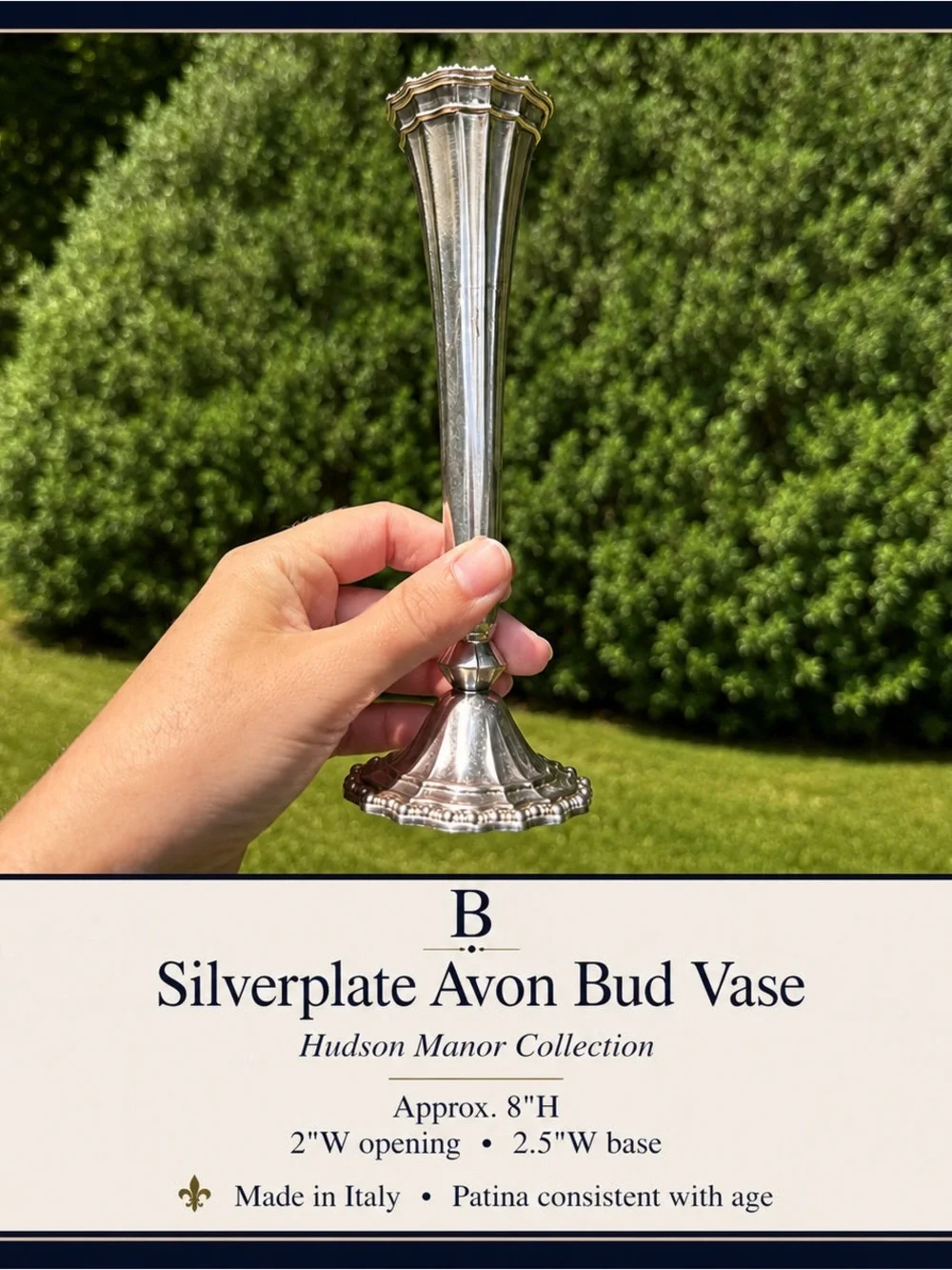 Vintage HMC Avon Silverplate Bud Vase | Hudson Manor Collection | Made in Italy